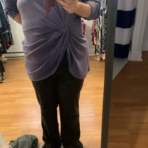 Lily Morgan Knit Front Twist Silver Accent At Shoulder Sweater - Picture 6 of 6